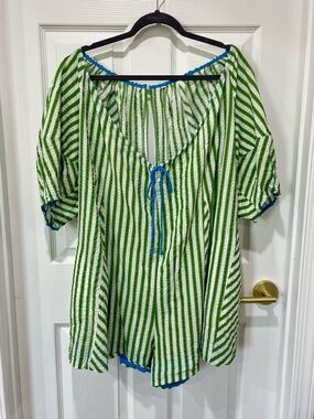 NWOT Oversized Striped Puff Sleeve Romper
